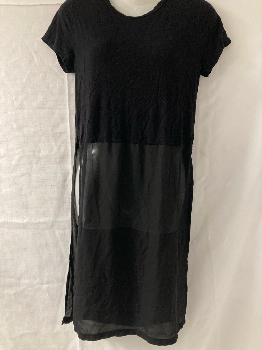Twik Black Sheer Panel Midi T-Shirt Dress Size L
